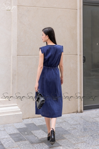 SONO - Đầm linen rút dây eo đột chỉ nổi