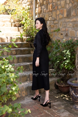 SONO - Chân váy linen nút gỗ