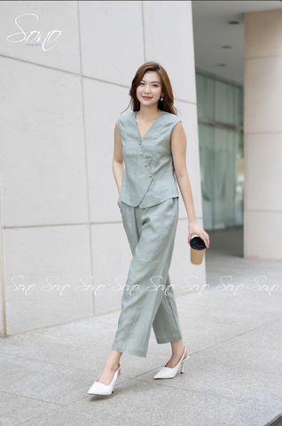 SONO - Bộ dài ghi lê sát nách linen