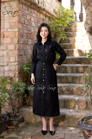 SONO - Chân váy linen nút gỗ