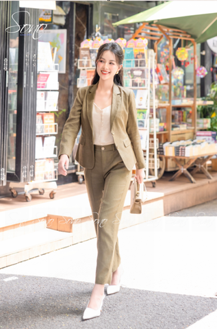 SONO - Quần linen li giữa mix áo vest