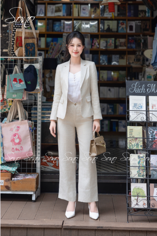 SONO - Áo blazer linen tay dài