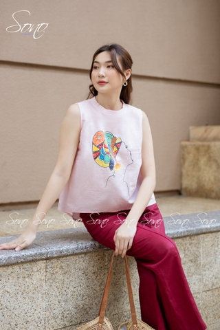 SONO - Áo linen sát nách vẽ cô gái