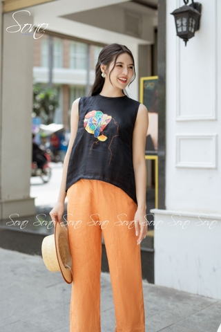 SONO - Áo linen sát nách vẽ cô gái