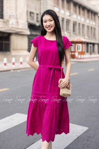 SONO - Đầm xô maxi thêu chân