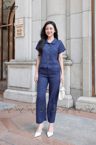 SONO - Bộ dài linen cổ sen