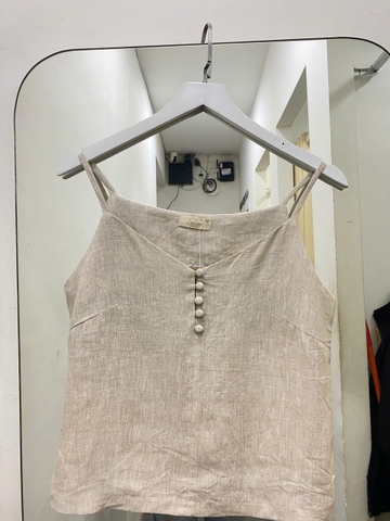 SONO - Áo linen 2 dây nút bọc