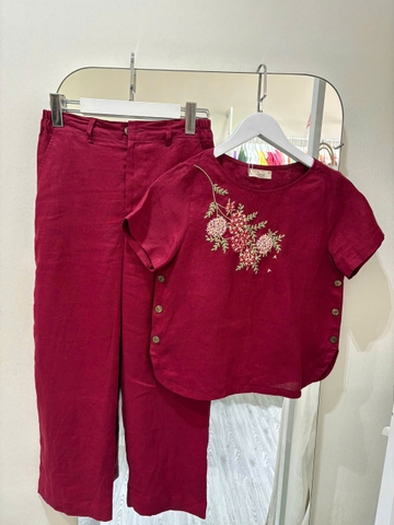 SONO - Bộ dài linen thêu hoa thiên lý