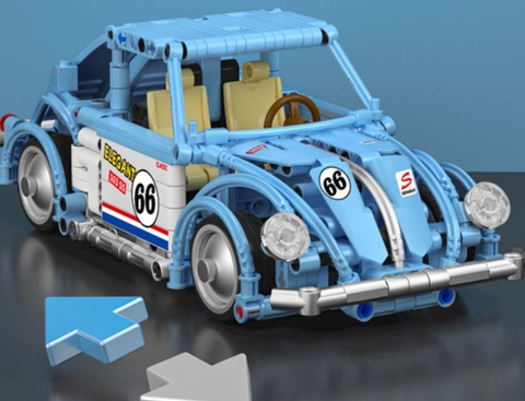 Mô Hình Xe Cổ Điển Beetle_SY Block 8414 [843 Chi Tiết]_Kéo Thả_Lắp Ráp Kiểu Lego