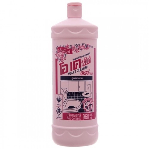 Nước tẩy vệ sinh toilet đậm đặc Thái Lan Okay 960ml (hồng) hương thơm tự nhiên dịu nhẹ - Combo 2 chai