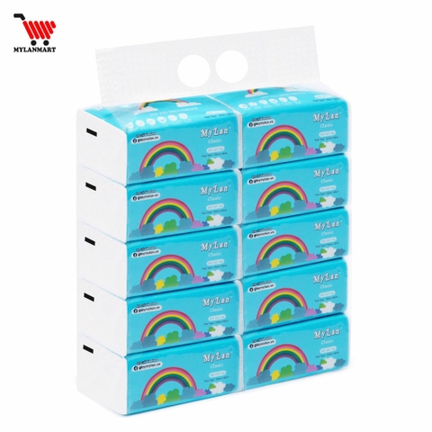 Khăn giấy rút cầu vồng 300 Tờ/Gói siêu dai, mềm mịn - Combo 10 gói/xách