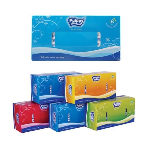 Hộp Giấy rút Pulppy 180 tờ/hộp 2 lớp, mềm mịn và dai - Combo 5 hộp