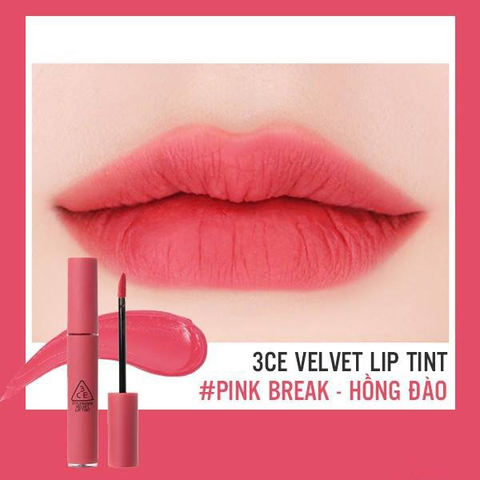 Son 3CE Kem Velvet Lip Tint Màu Pink Break