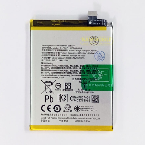 Pin Oppo Realme 7, Realme V5, Realme Q2, NARZO 30 PRO 5G BLP807 5000mAh Zin Chính Hãng + Tặng Siêu Dán Pin