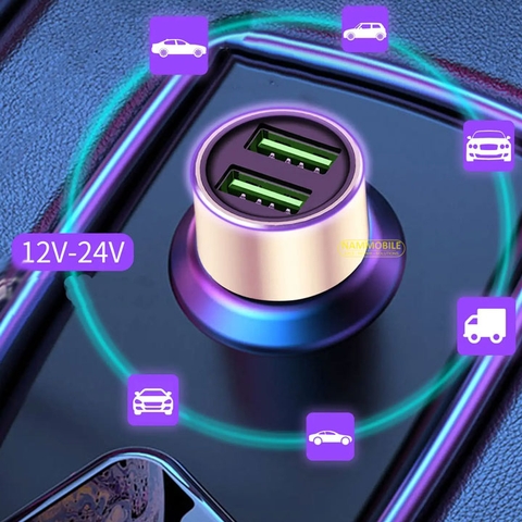 Cóc Tẩu Sạc Nhanh Xe Hơi 2 Cổng USB 3.4A M15 Chính Hãng