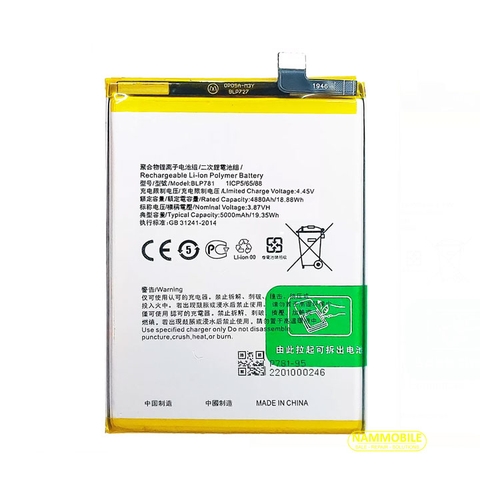 Pin Oppo A52 A72 A92 BLP781 5000mAh Zin Chính Hãng + Tặng Siêu Dán Pin