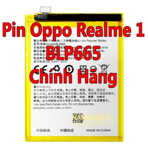 Pin Oppo Realme 1 - F5 Youth BLP665 3410mAh Zin + Tặng Siêu Dán Pin