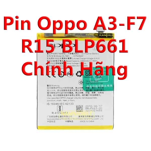Pin Oppo A3-F7-R15 BLP661 3400mAh Zin + Tặng Siêu Dán Pin