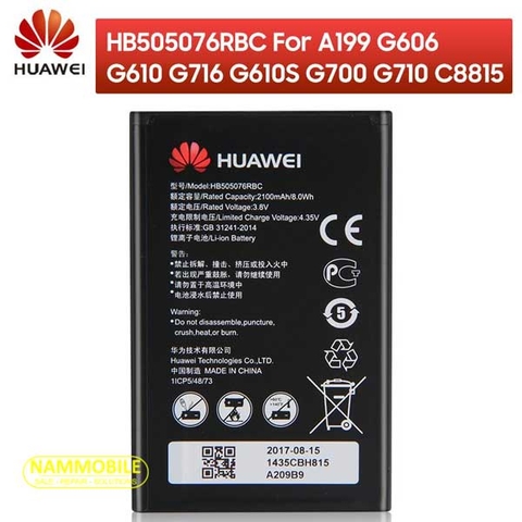Pin Huawei Ascend G610/ G610S/ G700/ Y600/ G606/ A199/ C8815/ G710/ G716 HB505076RBC 2150mAh Zin