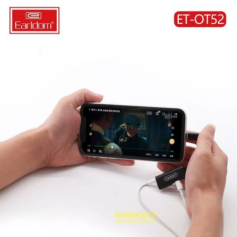 Jack Chuyển 2in1 Lightning Earldom OT52 (1 Cổng Lightning + 1 Cổng 3.5mm) Chính Hãng