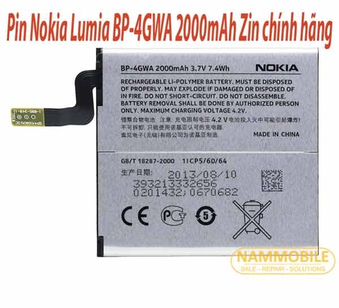 Pin Nokia Lumia 620 625 720 920 BP-4GWA 2000mAh Zin
