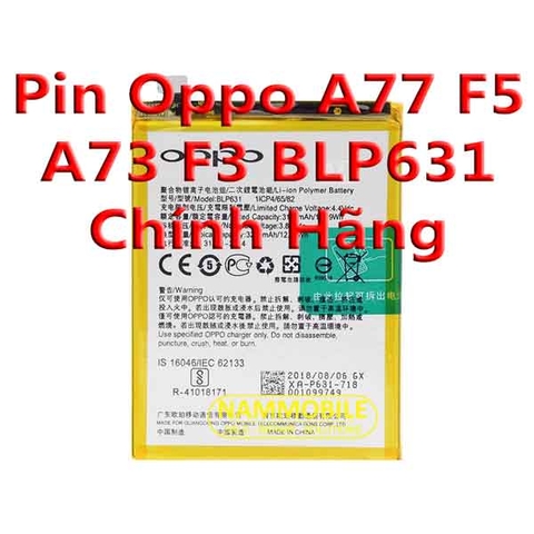 Pin Oppo F3 F5 BLP631 3200mAh Zin + Tặng Siêu Dán Pin