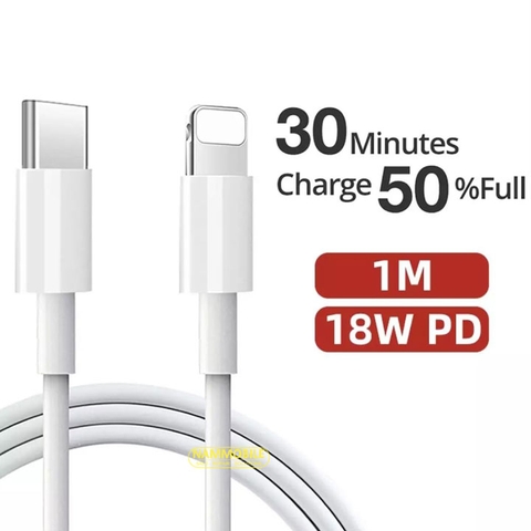 Cáp Sạc Nhanh PD 18W + Truyền Dữ Liệu USB Type C Ra Lightning cho iPhone 11/ 11 pro/ 11 promax và 12/12mini/ 12 pro/ 12 promax không chai pin