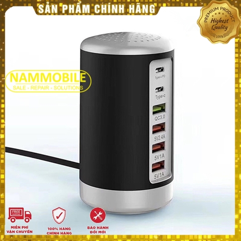 Cóc Sạc Nhanh 65W PD30 + QC30 + 5V/24A + Type C + 2*USB 5V/1A Support Full Chính Hãng