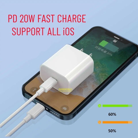 Bộ Sạc PD 20W Iphone 11 12 13 Pro Max Dimi M61 Chính Hãng Sạc Nhanh Type C to Lightning