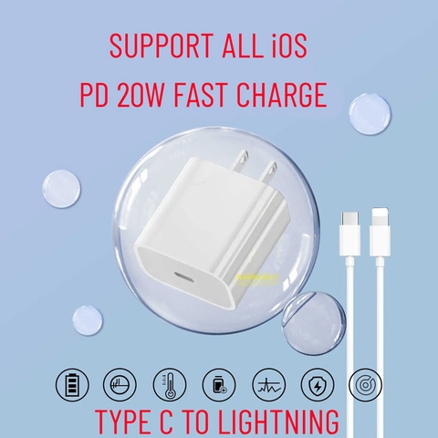 Bộ Sạc PD 20W Iphone 11 12 13 Pro Max Dimi M61 Chính Hãng Sạc Nhanh Type C to Lightning