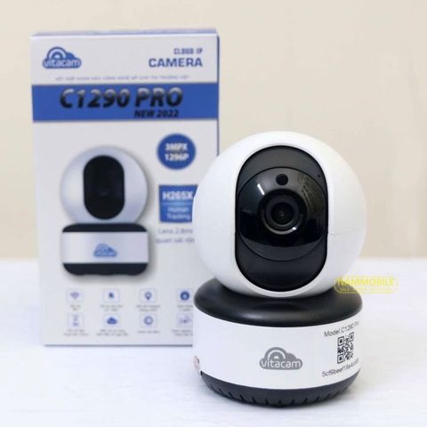 Camera Wifi 3Mpx Ultra HD VITACAM C1290 Pro 2022 góc siêu rộng, quan sát ban đêm, xoay 360 độ, đàm thoại hai chiều, human tracking