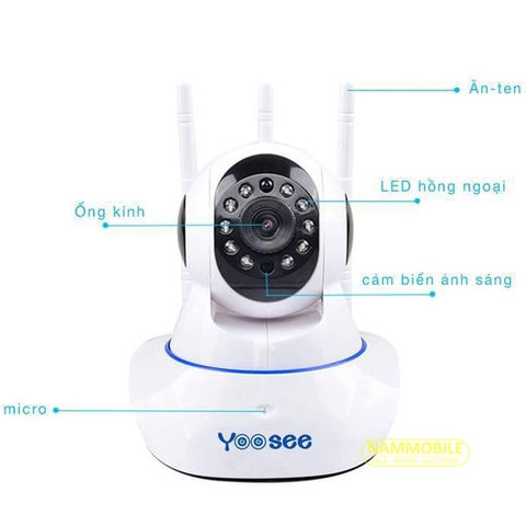 Camera Wifi Yoosee 3 anten quan sát ban đêm, xoay 360 độ, đàm thoại hai chiều, human tracking