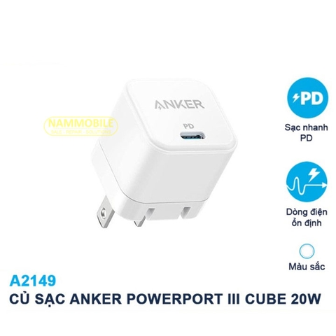 Cóc Sạc Anker 20W PD A2149 Cube PowerPort III Chính Hãng