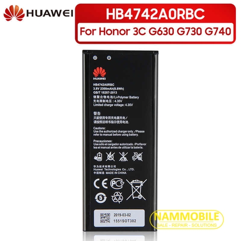 Pin Huawei HONOR 3C/ Ascend G630/ G730/ G740/ H30-T00/ H30-T10/ H30-U10 HB4742A0RBC 2300mAh Zin