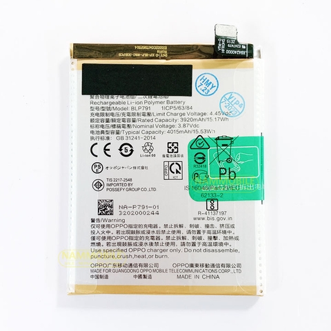 Pin Oppo Reno 4-Reno 4Z-Reno 4 Lite-F17-F17 PRO-A92S-A93-BLP791 4015mAh Zin-Tặng Siêu Dán Pin