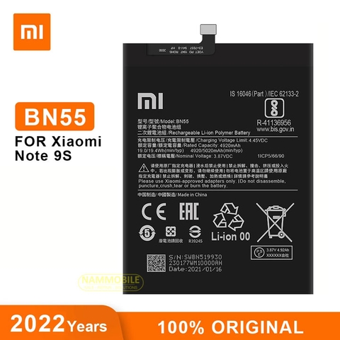 Pin Xiaomi Redmi Note 9S, Redmi 10X, Redmi Note 9, Redmi Note 10 Pro, Redmi Y9S, Redmi 9, Note 9 Pro, Redmi 10x 5G, Redmi 10x Pro 5G BN55 5020mAh Zin + Tặng Keo Dán Pin