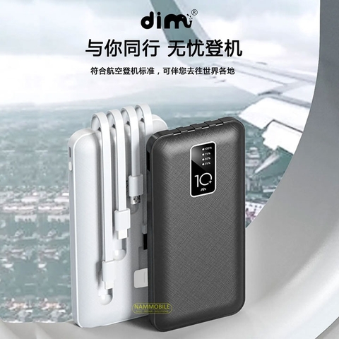 Pin sạc dự phòng 20.000mAh DIMI kèm 4 dây sạc Lightning- Type C- Micro USB chính hãng