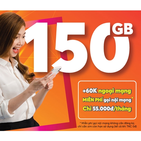 Sim 4G 5GB/ngày, 30 phút thoại ngoại mạng, Miễn phí nội mạng Vietnammobile Phát Lộc