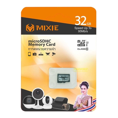 Thẻ Nhớ Micro SD HC 32G Mixie Thái Lan Class 10 U3 95Mb/s 4K UHD&FHD Chính Hãng Dùng Cho Camera Điện Thoại Máy chụp Hình Quay Phim