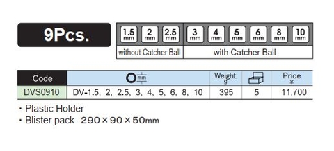 Bộ lục giác đầu bi dài DVS0910 Asahi Nhật Bản