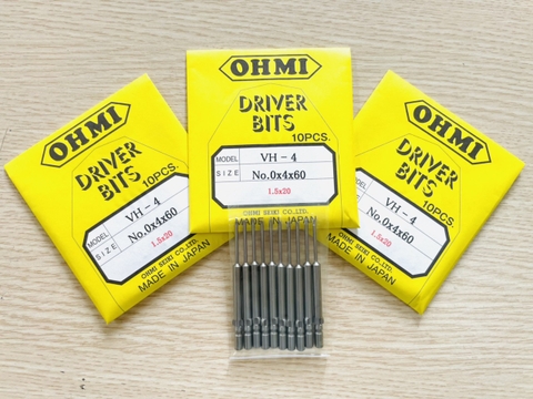 Mũi vặn vít VH-4 No.0x4x60(1.5x20) OHMI Nhật Bản