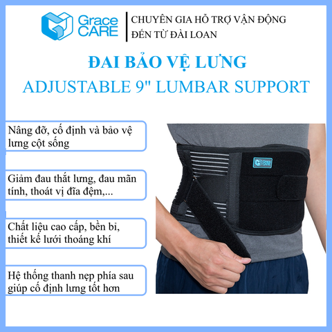 Đai bảo vệ lưng cột sống, thoát vị đĩa đệm Grace Care LB221