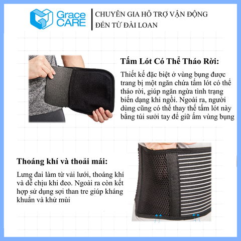 Đai bảo vệ lưng cột sống, thoát vị đĩa đệm Grace Care LB221
