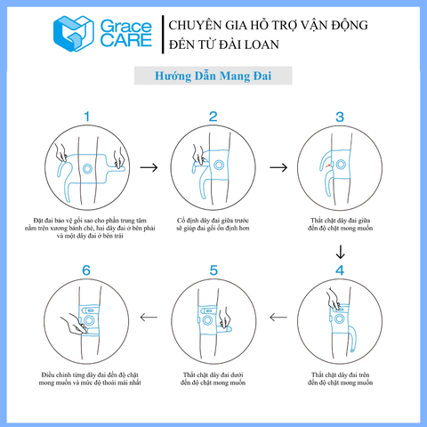 Đai bảo vệ cố định đầu gối Grace Care KB221
