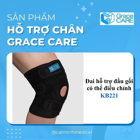 Đai bảo vệ cố định đầu gối Grace Care KB221, Bó gối thể thao Grace Care thoáng khí