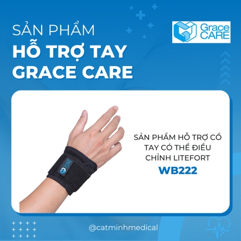 Đai quấn cổ tay dây đai kép Grace Care WB222, thành phần có sợi than tre thoáng khí | Đai cổ tay