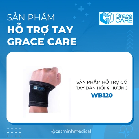 Đai bảo vệ cổ tay Grace Care WB120, có sợi than tre thoáng khí, đai cổ tay đàn hồi 4 hướng