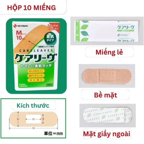 Băng keo cá nhân cao cấp ít thấm nước siêu mỏng CARELEAVES NICHIBAN
