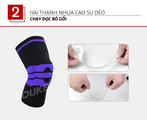 Băng bảo vệ đầu gối, bó gối thể thao có đệm silicon Aolikes AL-7721