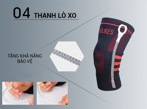 Băng gối có miếng đệm bảo vệ và thanh trợ lực đầu gối Aolikes AL-611